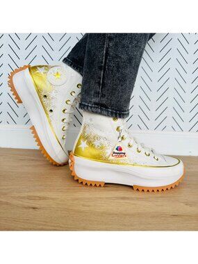 ❤️Converse Run Star Hike Hi Women Shoes Sz 7.5 Embroidered Stars Sneaker A12900C